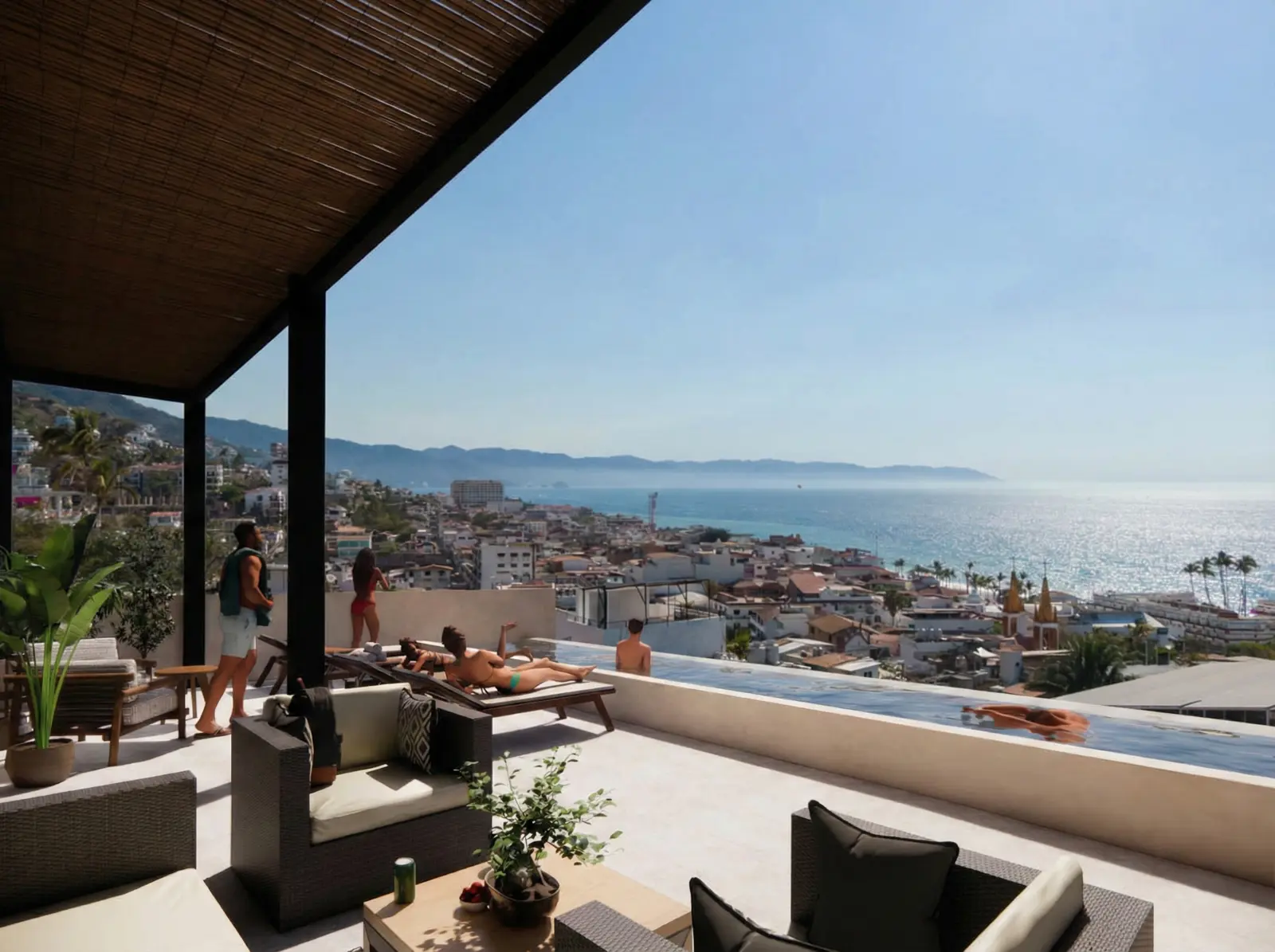 Rooftop infinity pool at Alva Residences overlooking Banderas Bay